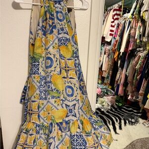 1. State Blue and Yellow Patterned Mini Dress